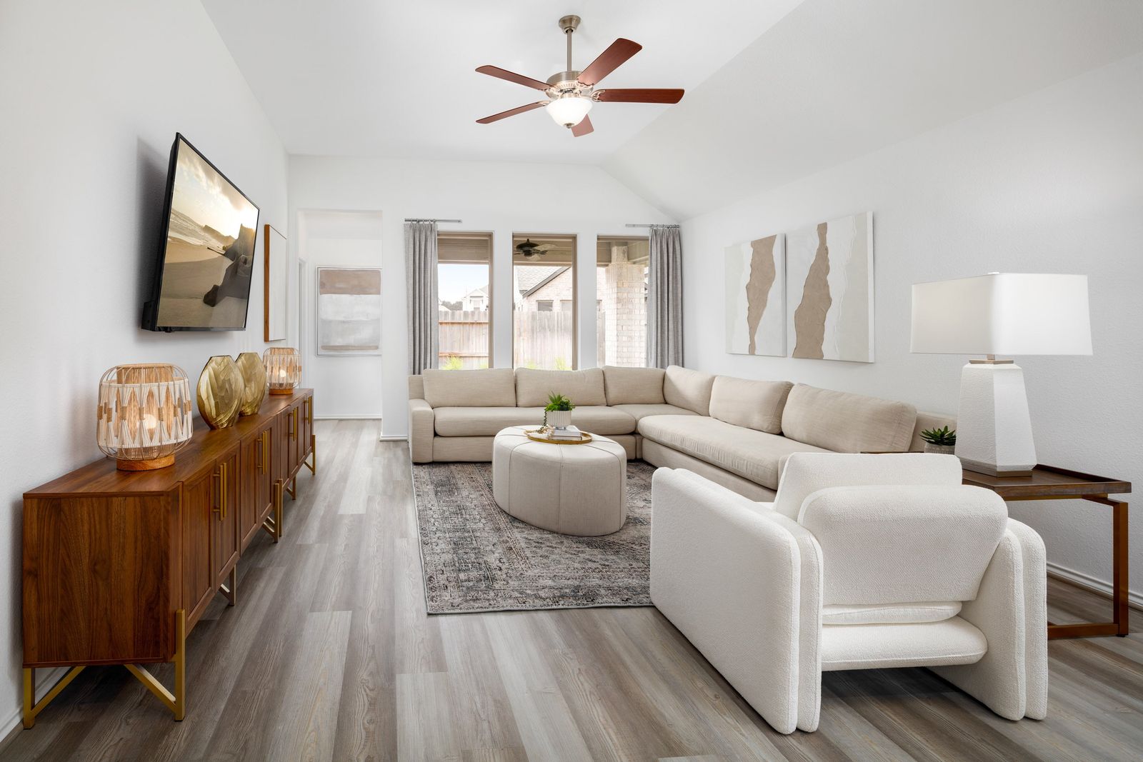 Living room in a Coventry Homes model at The Trails, New Caney TX