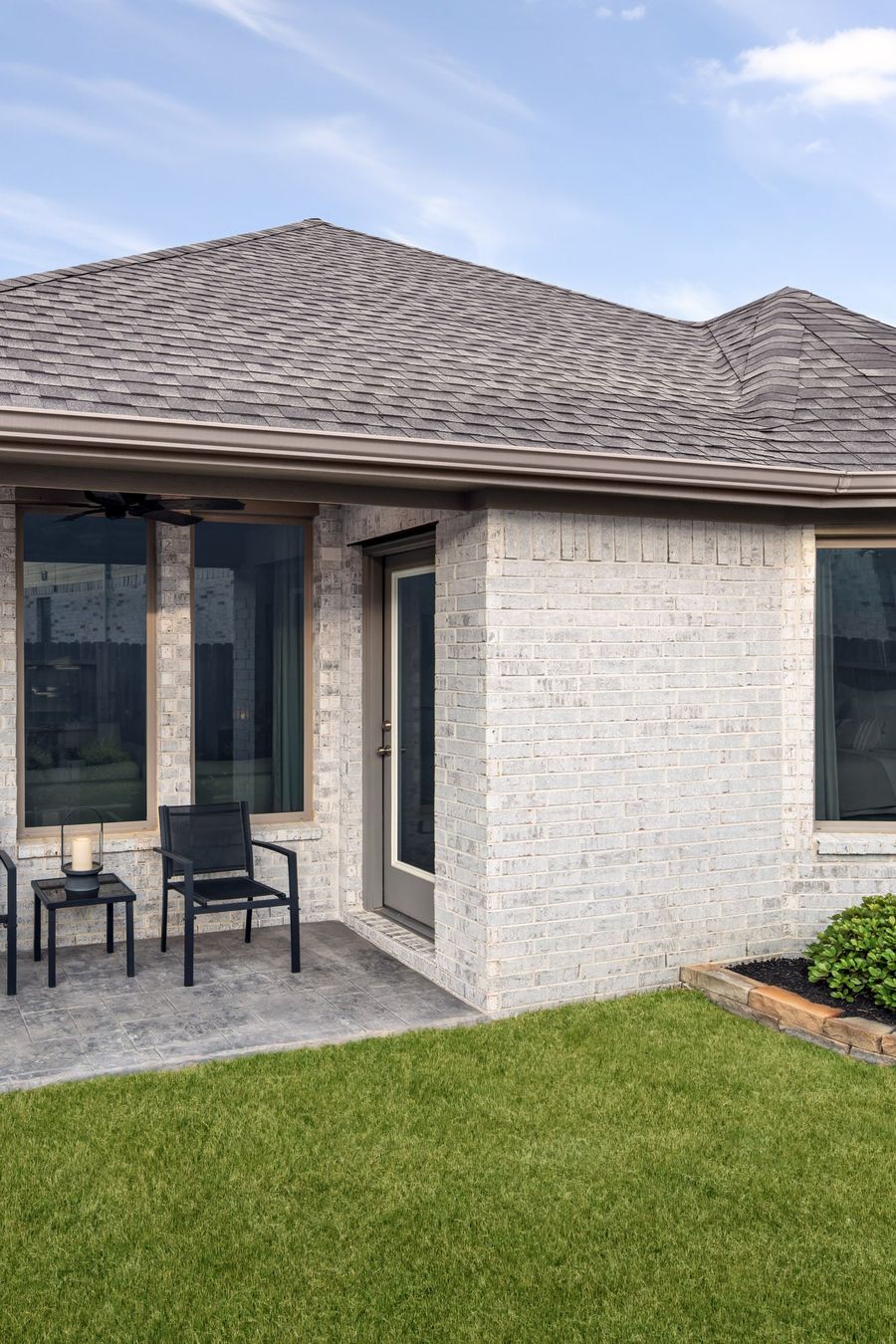 Covered patio on a Coventry Homes model at The Trails, New Caney TX